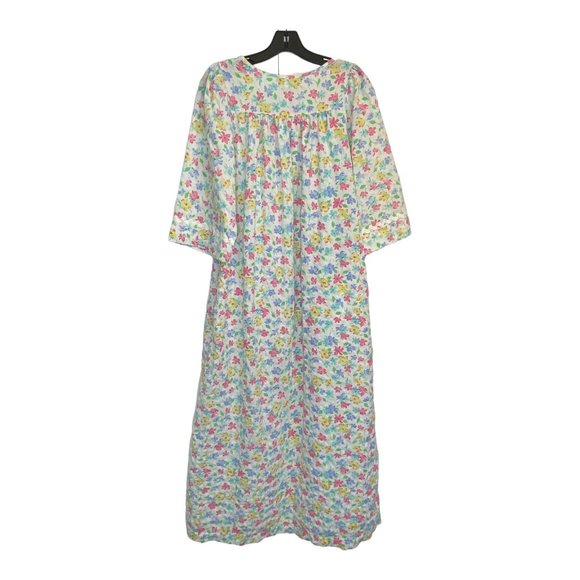 Vintage Miss Elaine Classics Floral Robe House Dress M Full Zip Lace Modest - Picture 2 of 15